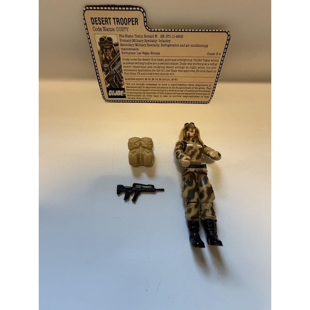 1985 Vintage Hasbro 3.75" Gi Joe Figure: Desert Trooper Dusty Complete. Broken
